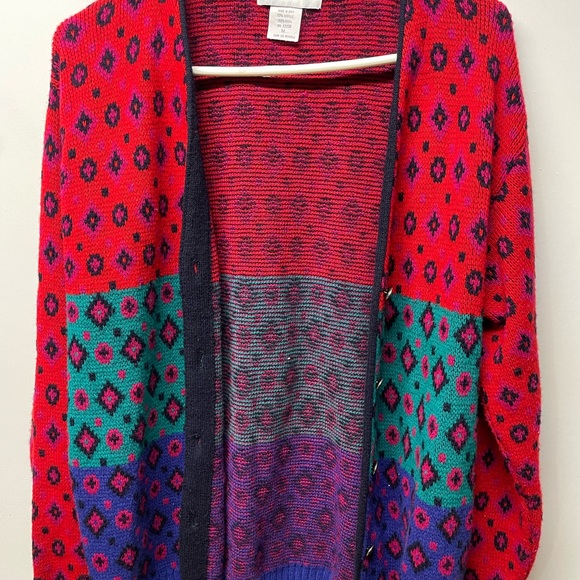 circle square Jackets & Blazers - Vintage Vibrant Multicolor Women's Cardigan